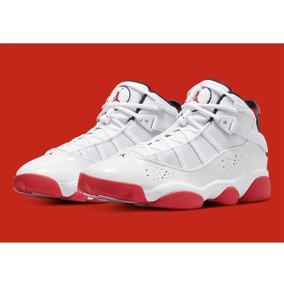 NEW Jordan 6 Rings Youth 6Y White/University Red-Black 322992-160 Fast Ship main image 4